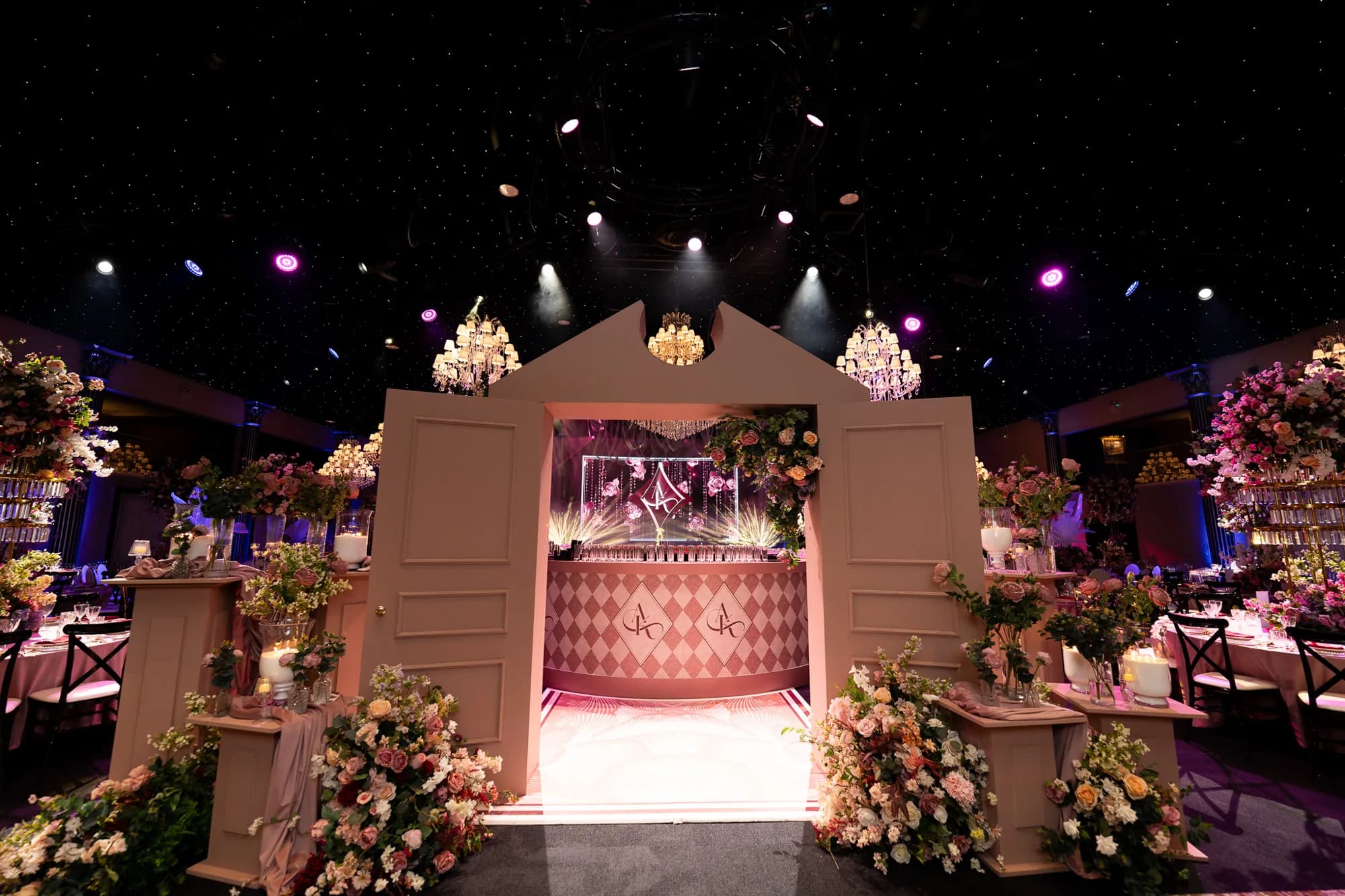 Alex and Kam's wedding reception at Dallas Burston Polo Club, full production by Kudos Music
