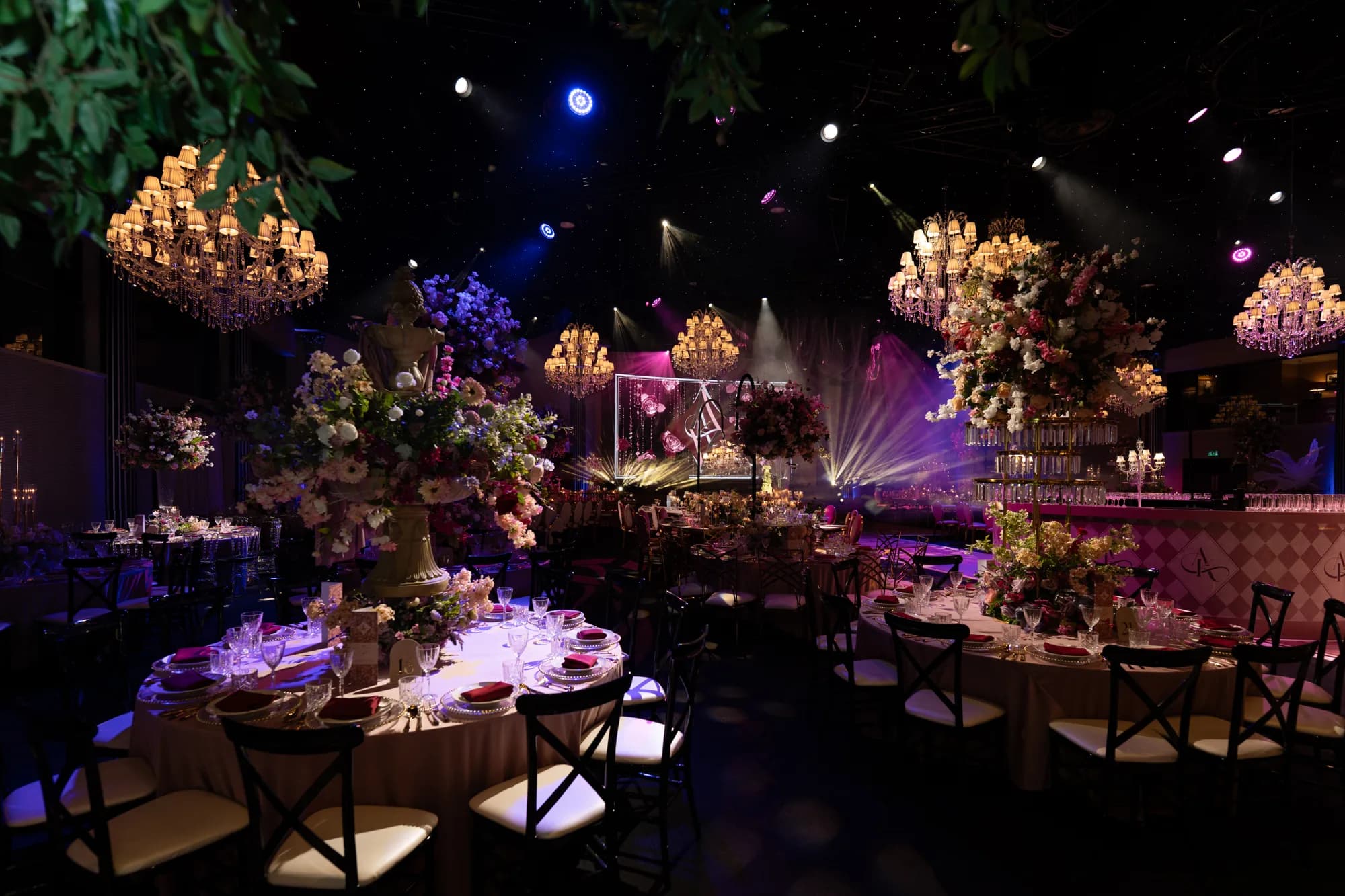 Alex and Kam's wedding reception at Dallas Burston Polo Club, full production by Kudos Music