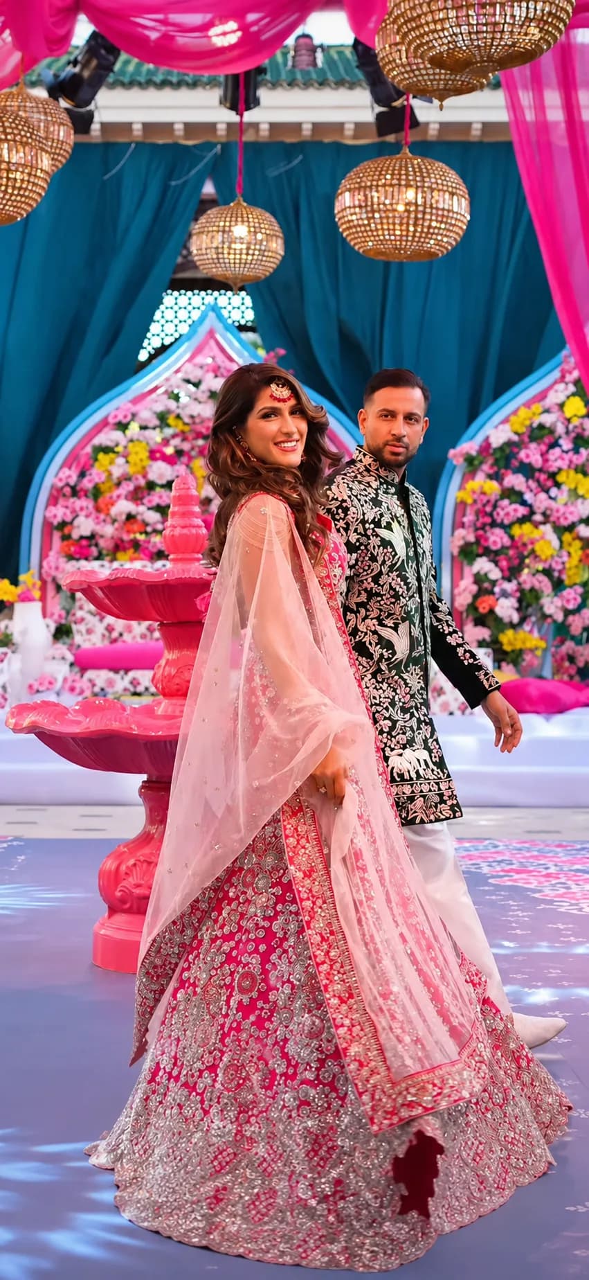 Rohit and Juhee together at their Indian wedding at the Four Seasons Hotel Tunis, with Kudos Music